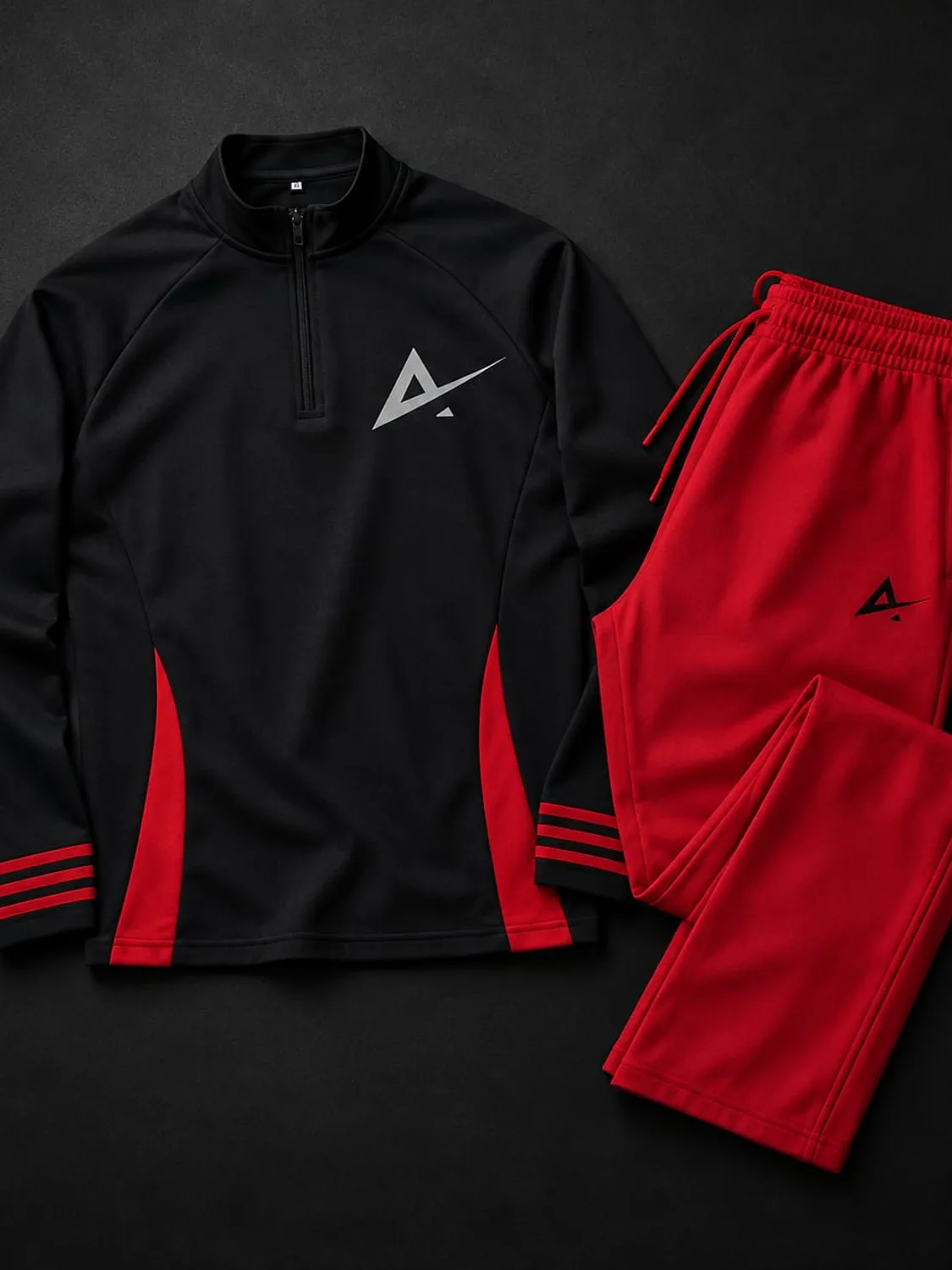 Alpha Black Half-Zip + Red Trouser Pair — Black / Red